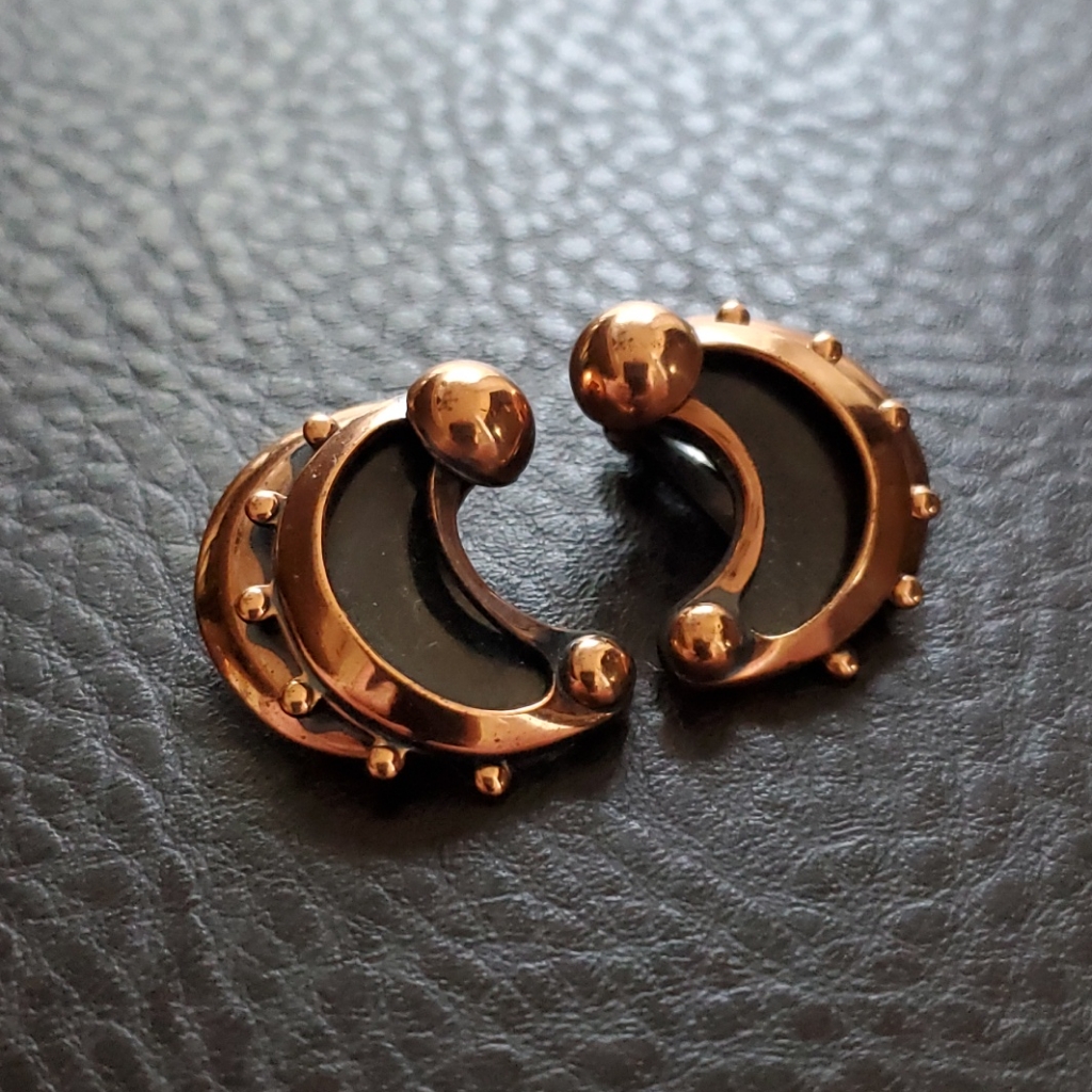 Vtg Renoir Copper Clip On Earrings